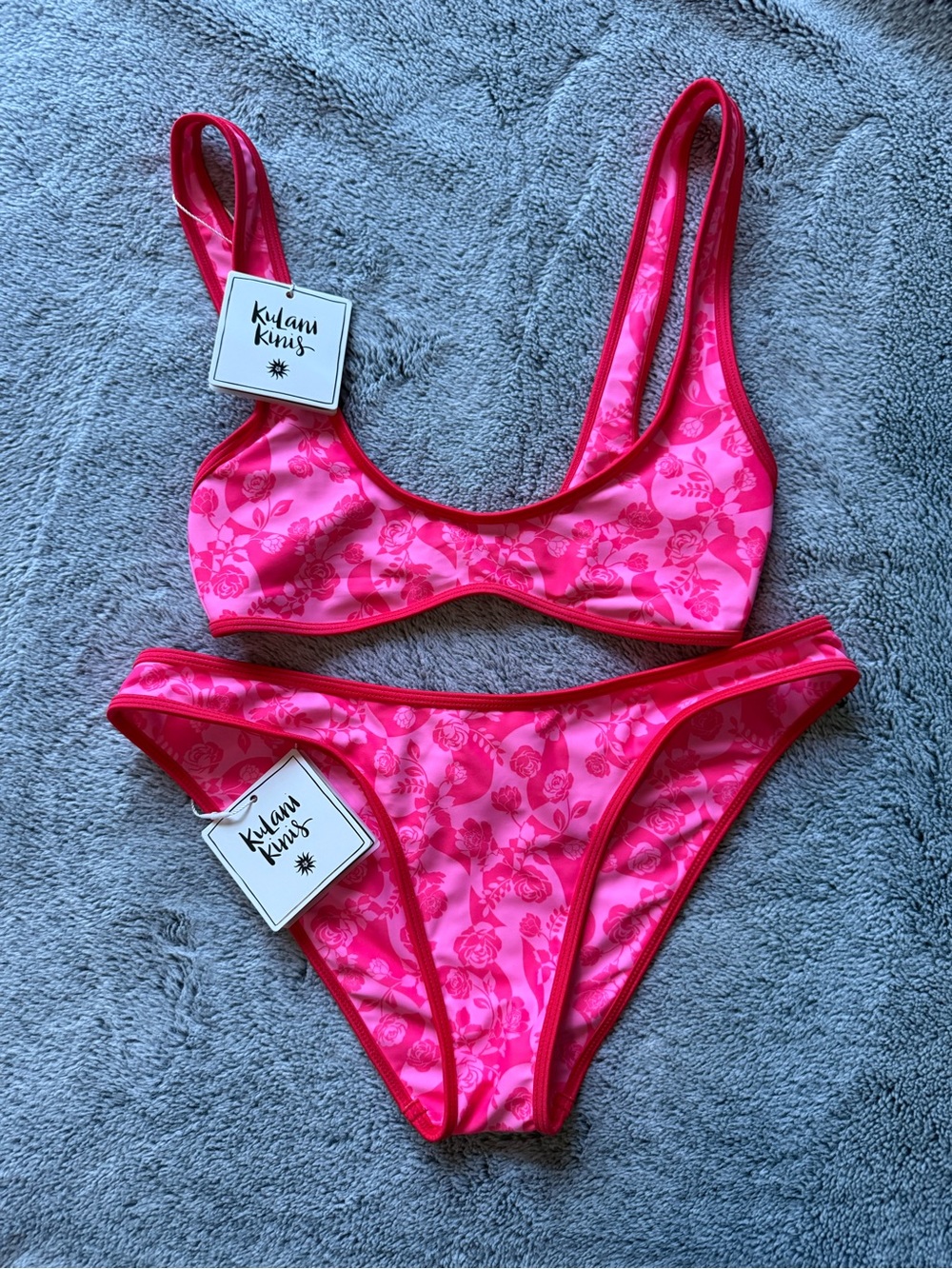 Kulani Kinis Hot Pink Floral Bikini Set
